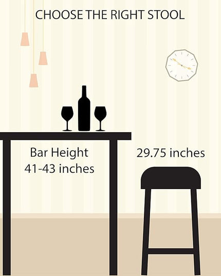 Home Lavish Bar Height Stools-Backless Kitchen or Dining Room Metal Base, Wood Seat- Modern Farmhouse Accent Furniture (Set of 2) - LeafyLoom
