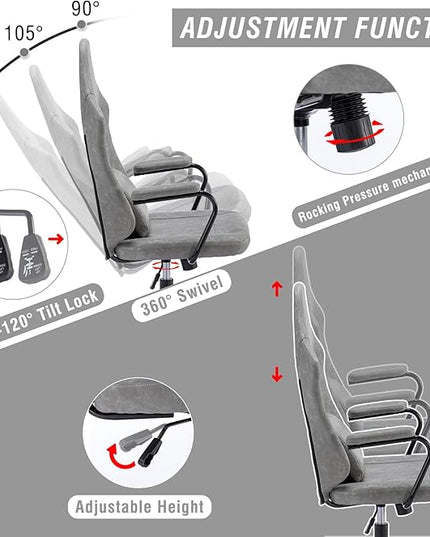 Executive Office Chair, Home Office Desk Chair, High Back PU Leather Desk Chair, 360° Swivel Computer Chair, Height Adjustable Tilt Vanity Task Chair for Office, Reading Meeting Room - LeafyLoom
