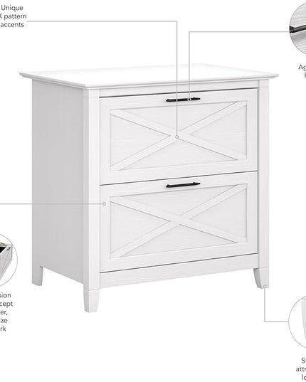 Bush Furniture Key West Lateral File Cabinet, Modern Farmhouse 2 Drawer File Cabinet for Home Office - LeafyLoom