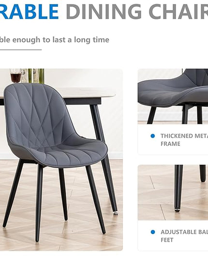YOUNIKE Dining Chairs Set of 2, GrayishPurple Elegant Kitchen & Dining Room Chairs, Modern Faux Leather Padded Dining Chair, Armless Bedroom Side Chairs Dinner Chairs Dinning Chairs - LeafyLoom