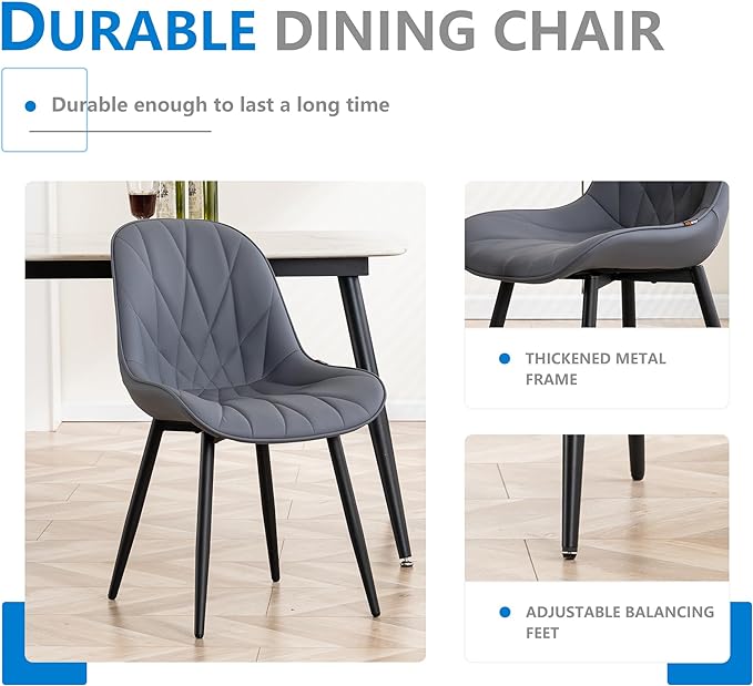 YOUNIKE Dining Chairs Set of 2, GrayishPurple Elegant Kitchen & Dining Room Chairs, Modern Faux Leather Padded Dining Chair, Armless Bedroom Side Chairs Dinner Chairs Dinning Chairs - LeafyLoom