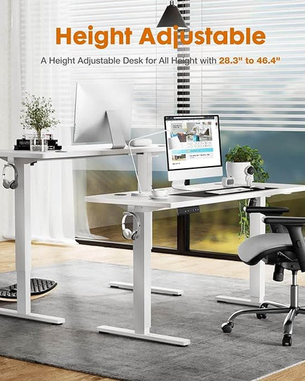 NicBex Home Office Desk 55" x 23" Electric Height Adjustable Standing Desk Computer Desk Office Desk, Sit to Stand Ergonomic Computer Desk Adjustable Desk, White - LeafyLoom