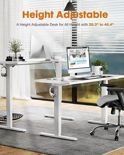 NicBex Home Office Desk 47'' x 23" Electric Height Adjustable Standing Desk Computer Desk Office Desk, Sit to Stand Ergonomic Computer Desk Adjustable Desk, White - LeafyLoom