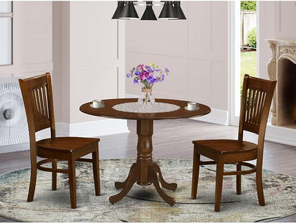 East West Furniture DLVA3-ESP-W Dublin 3 Piece Dinette Set for Small Spaces Contains a Round Table with Dropleaf and 2 Dining Room Chairs, 42x42 Inch - LeafyLoom
