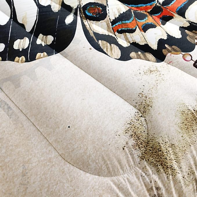 Butterfly Comforter Set for Girls Kids Adults Butterfly Rose Bedding Set Aesthetics Butterflies Quilt Duvet Set Twin Size with 1 Comforter and 2 Pillowcases - LeafyLoom