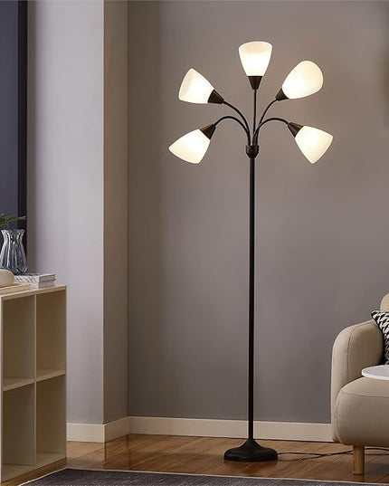 Medusa Floor Lamps Standing Lamps 5 Heads Adjustable Reading Light Large Shade Use E26 A19 Bulb Floor Lamps for Living Room Bedroom by ONEXT - LeafyLoom