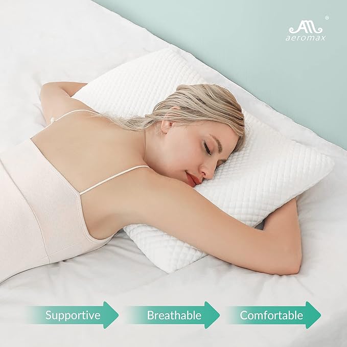 AM AEROMAX 2.75 Inches Standard Size Hyper Slim Memory Foam Pillow for Stomach and Back Sleepers - Thin, Flat Design for Cervical Neck Alignment and Deeper Sleep. - LeafyLoom
