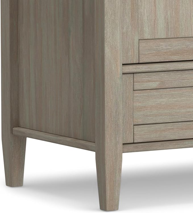 SIMPLIHOME Warm Shaker SOLID WOOD Universal TV Media Stand, 47 inch Wide, Transitional, Living Room Entertainment Center, Storage Cabinet, for Flat Screen TVs up to 55 inches in Distressed Grey - LeafyLoom