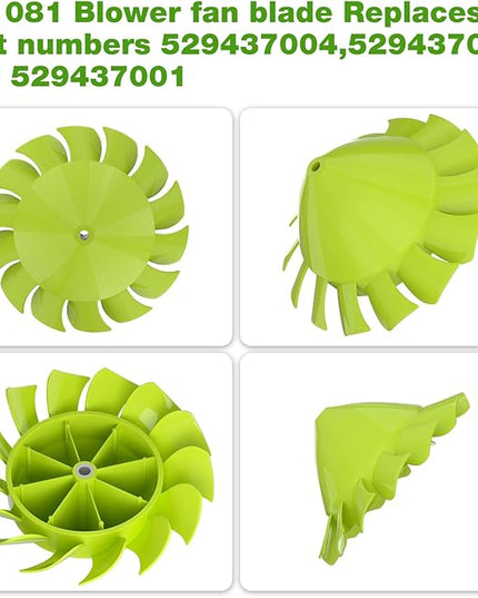 529437003/529437004/529437001 Blower Fan Blade for Ryobi 18 Volt/Homelite Blower Fan P2108 P21081 P21081VN P21081VNM (W/Insert Nut - LeafyLoom