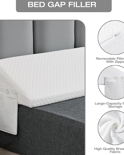 Full Size Bed Wedge Pillow for Headboard Pillow Full Mattress Wedge Gap Filler Trinangle Pillow Wedge for Headboard Space Filler Plus Long Pillow For Bed,Loft Bedroom Accessories Dorm Room Essentails - LeafyLoom