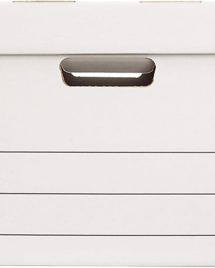 Amazon Basics Medium Duty Storage/Filing Boxes With Lid and Handles, Legal/Letter Size, 12-Pack, White, 16.2" L x 12.5" W x 10.5" H - LeafyLoom