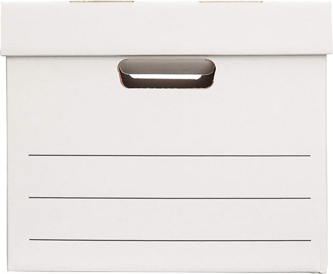 Amazon Basics Medium Duty Storage/Filing Boxes With Lid and Handles, Legal/Letter Size, 12-Pack, White, 16.2" L x 12.5" W x 10.5" H - LeafyLoom