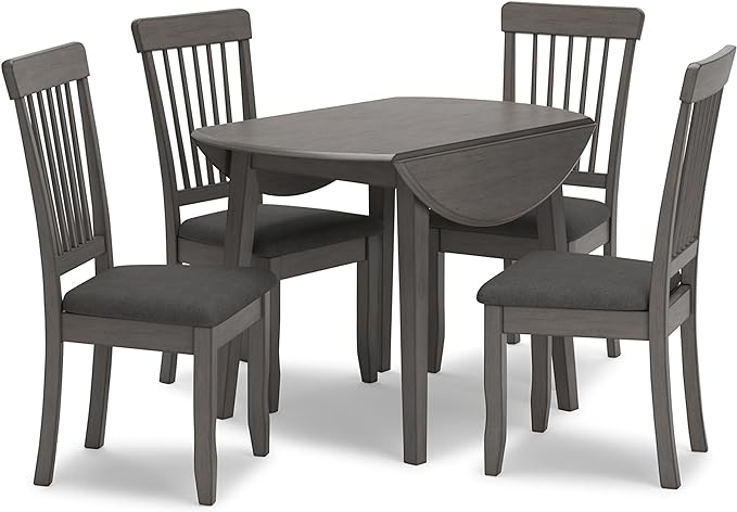 Signature Design by Ashley Shullden Casual Round Dining Small Drop Leaf Table, Seats up to 4, Gray - LeafyLoom