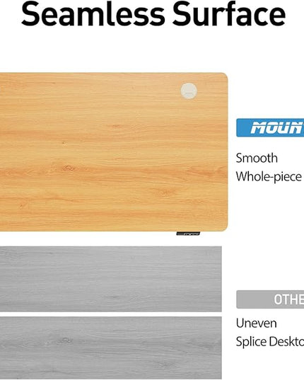 MOUNTUP Height Adjustable Electric Standing Desk Whole-Piece, 48 x 24 Inches Quick Assembly Sit Stand Desk, Stand Up Desk with Memory Controller, Ergonomic Desk, Oak - LeafyLoom