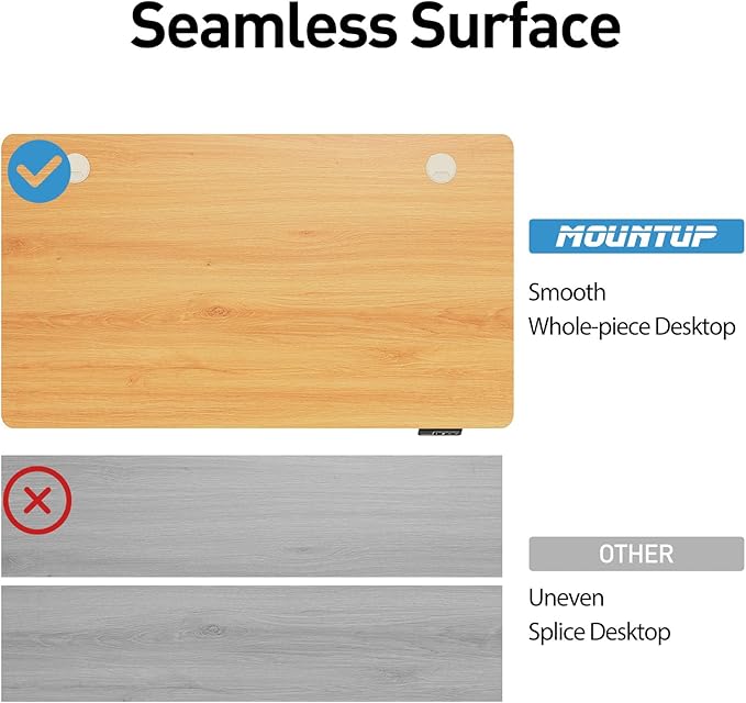 MOUNTUP Height Adjustable Electric Standing Desk Whole-Piece, 48 x 24 Inches Quick Assembly Sit Stand Desk, Stand Up Desk with Memory Controller, Ergonomic Desk, Oak - LeafyLoom