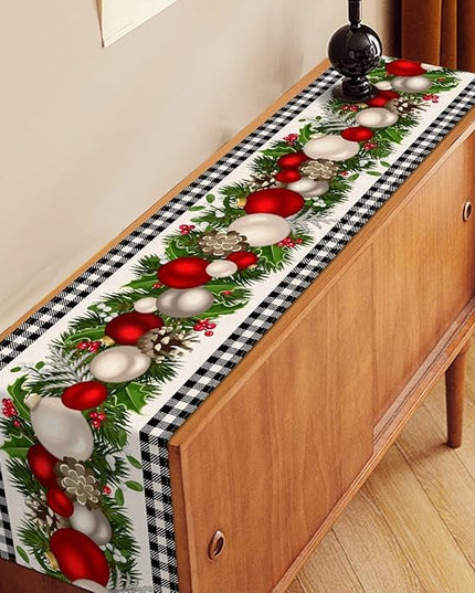 Nepnuser Black and White Gingham Christmas Table Runner 108 Inches Long Buffalo Check Plaid Xmas Decoration Holiday Home Kitchen Decor Nepnuser