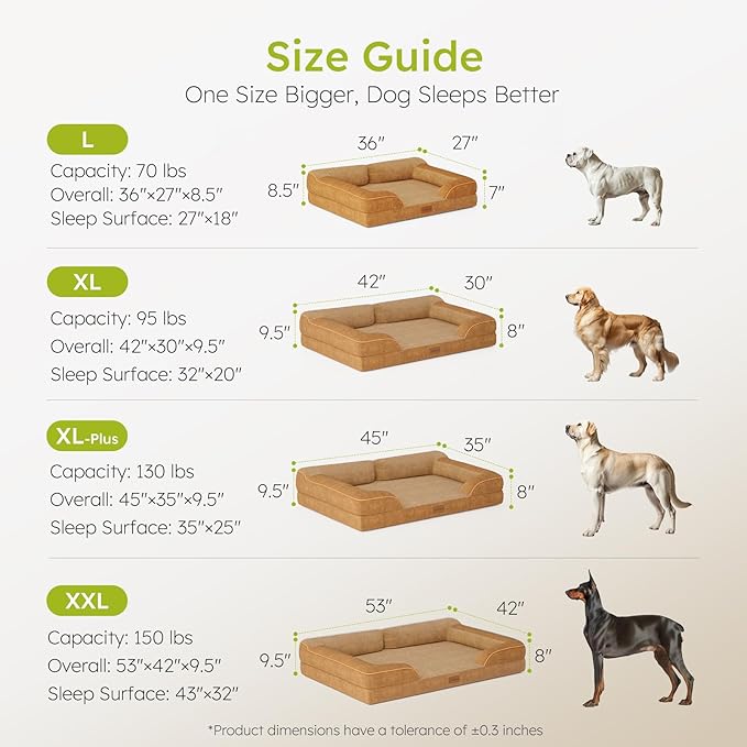 Jumbo Orthopedic Dog Bed for Extra Large Dogs With Cooling Gel Memory Foam, Waterproof, Removable Washable Cover, 45" Sofa Couch, Dutch Velvet With Bone Toy, Brown LeafyLoom