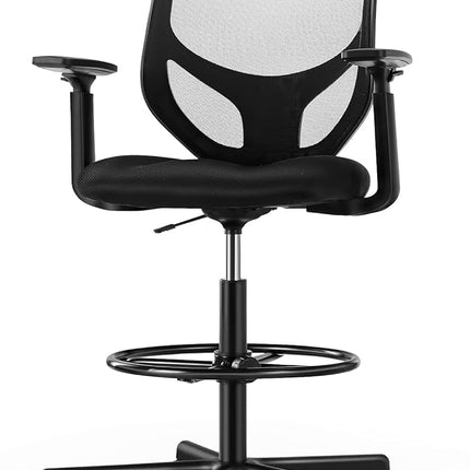 B0B744NKYL– Tall Drafting Chair - Tall Standing Office Desk Chair with Adjustable Foot Ring, Chair with Ergonomic Lumbar Support, Adjustable Height, Breathable Mesh color: DarkBlack - LeafyLoom