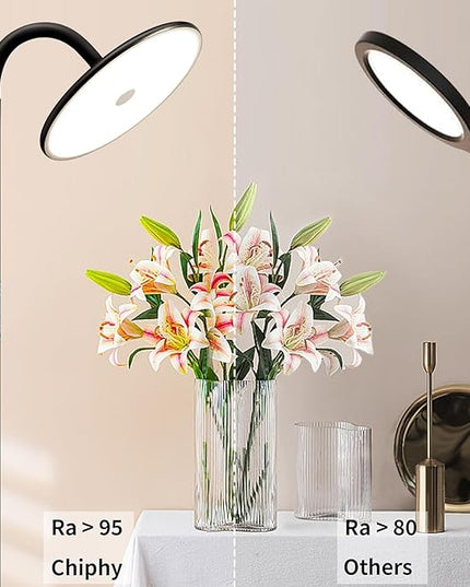 chiphy Floor Lamp, 76'' Tall Lamp, 40W 3500LM 30000Lux Super Bright Floor Lamps for Living Room, Dimmable 2300K-6500K Adjustable Gooseneck with Remote Control Floor Lamp for Bedroom Reading Office - LeafyLoom