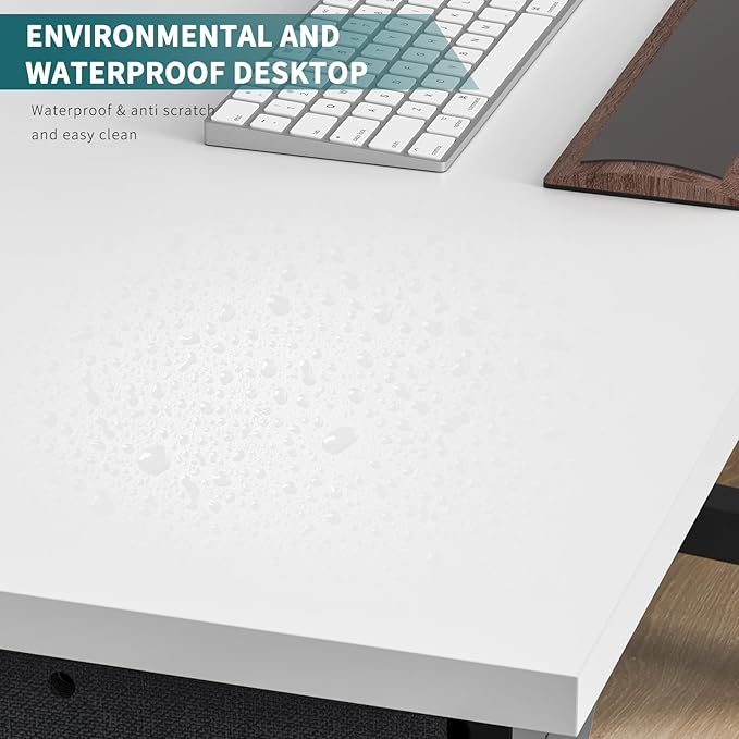 SMUG Computer Desk 32 Inch Home Office Writing Wood Storage Bag & Headphone Hook Small Spaces Simple Bedroom Work Study Kids Table, White - LeafyLoom