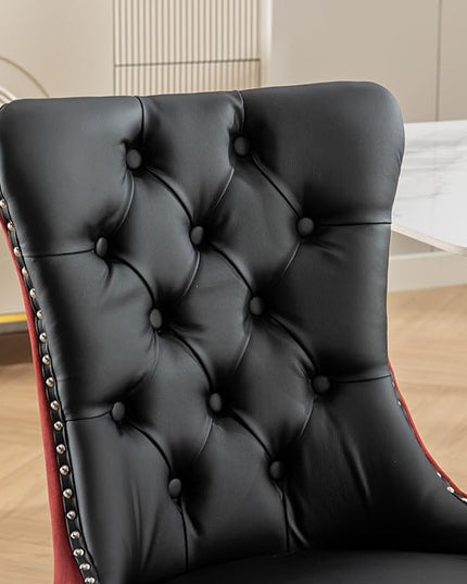 NicBex Haerin-SD-00108-LWJ Dining Chairs, 25.5"x19.7"x37.5", Black and Burgundy - LeafyLoom