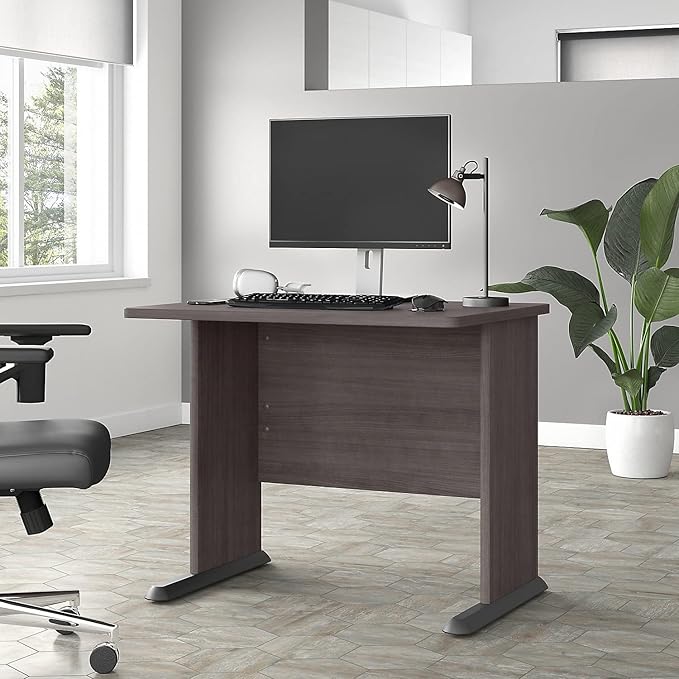 Bush Business Furniture Studio A Small Computer Desk, Commercial-Grade Gaming and Work Table for Home or Professional Office, 36W, Storm Gray - LeafyLoom