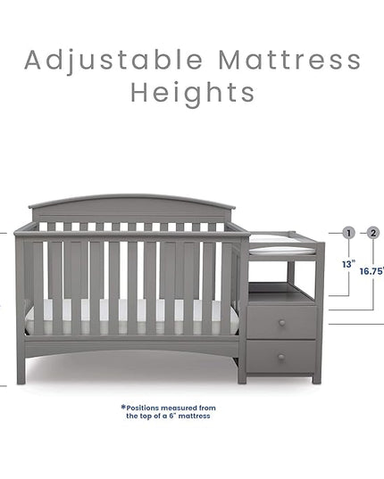 Delta Children Abby Convertible Crib and Changer, Grey - LeafyLoom