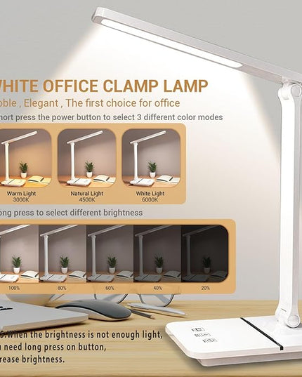 Cordless LED Desk Lamp for Home Office, 6000mAh Rechargeable Battery Operated Table Lamps,Eye-Caring Reading Lamp for Students, 3 Lighting Modes & Brightness Dimmer Light for Kids Study - LeafyLoom