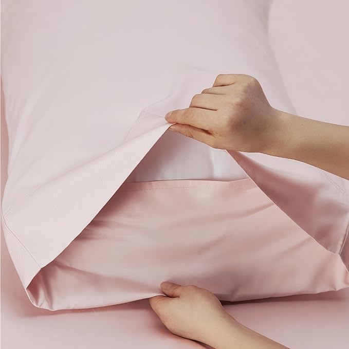 Bedsure California King Sheet Sets, Cooling Sheets, Rayon Derived from Bamboo, Deep Pocket Up to 16", Breathable & Soft Bed Sheets, Hotel Luxury Silky Bedding Sheets & Pillowcases, Pink - LeafyLoom