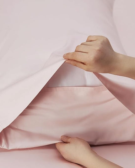 Bedsure Queen Sheets, Rayon Derived from Bamboo, Queen Cooling Sheet Set, Deep Pocket Up to 16", Breathable & Soft Bed Sheets, Hotel Luxury Silky Bedding Sheets & Pillowcases, Pink - LeafyLoom
