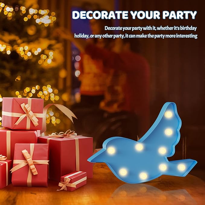 Blue Bird Decor, Battery Powered Bird Night Light for Kids, Pink Party Decorations, Baby Night Light for Bedroom, Toddler Night Lights, Girls Room Decor - LeafyLoom