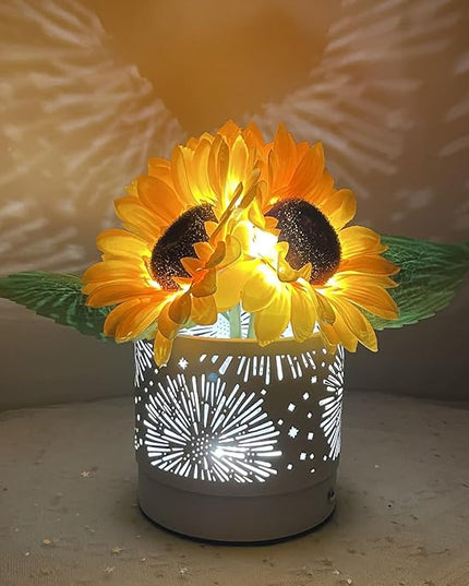Sunflowers Lamp Touch Lam Artificial LED Sunflower Flowers with Glass Vase Table Lamp Night Light for Home Office Decor House Decorations Gift Idea - Rechargeable (Starry Sky Sunflower) - LeafyLoom