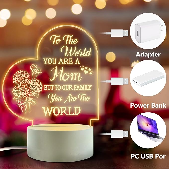 Lovely Mother-Best Mom Birthday Gifts from Daughter Son，Mom Night Light，Room Decoration Mom's - LeafyLoom