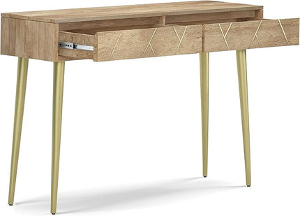 SIMPLIHOME Jager SOLID MANGO WOOD and Metal 48 Inch Wide Contemporary and Mid century Console Table in Natural, for The Living Room, Entryway and Bedroom - LeafyLoom