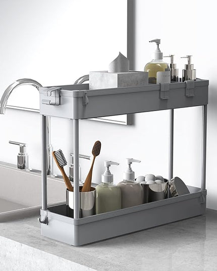 SPACELEAD Slim Storage Cart 4 Tier,Bathroom Storage Organizer Rolling Utility Cart, Mobile Shelving Unit Slide Out Storage Cart for Office, Bathroom, Kitchen, Laundry Room & Narrow Places， Grey - LeafyLoom