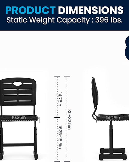 Flash Furniture Adjustable Height Black Student Chair with Black Pedestal Frame - LeafyLoom