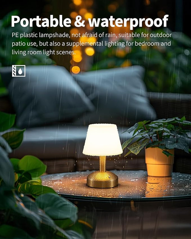 KDG Modern Cordless Small Table Lamps, Portable LED Dimmable Desk Lamp, 5000mAh Rechargeable Battery Operated Lighting for Restaurant, Bedroom, Bedside, Bar, Outdoor, Camping, Night Light(Gold) - LeafyLoom