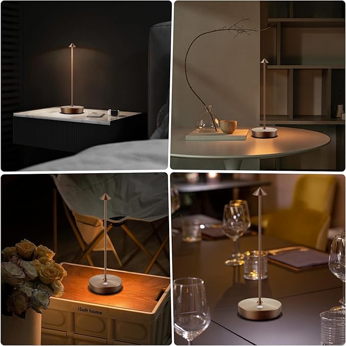 Cordless Rechargeable Table Lamp-6000mAh Outdoor Waterproof Battery Operated Table Light-LED Touch Dimmable Desk Lamps-Patio Dining Restaurant Home Living Room Brown - LeafyLoom