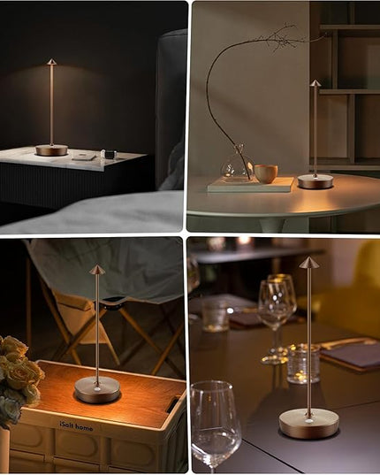 Cordless Rechargeable Table Lamp, 6000mAh Outdoor Waterproof Battery Operated Table Light LED Touch Dimmable Desk Lamps for Patio Dining Restaurant Home Living Room Set of 2 Brown - LeafyLoom