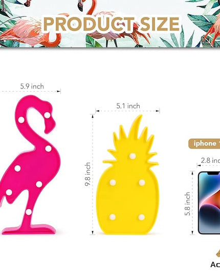 AceList Luau Party Decorations Flamingos Pineapple Lights Tropical Hawaiian Themed Party Supplies Birthday Decor for Wall Table Desk Centerpieces - LeafyLoom