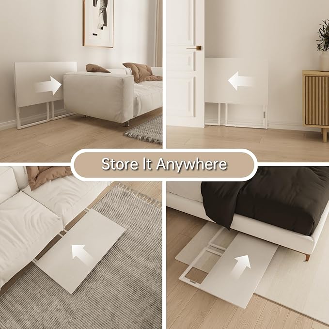 Folding Desk 40 Inch - Small Foldable Desk for Small Space Minimalist, Space Saving Collapsible Compact Desk Portable Table for Craft, Writing, Study and Work (No Assembly Required) - LeafyLoom