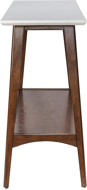 Madison Park Parker Console Tables-Solid Wood, Two-Tone Finish with Lower Storage Shelf Modern Mid-Century Accent Living Room Furniture, Medium, Off-White/Pecan - LeafyLoom