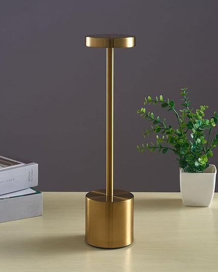 2 Pack Cordless Table Lamp Rechargeable 5000mAh Battery Operated Portable LED Desk Lamp 3 Color Temperature Stepless Dimming for Bedroom Restaurant Coffee Shop Party (Gold) - LeafyLoom