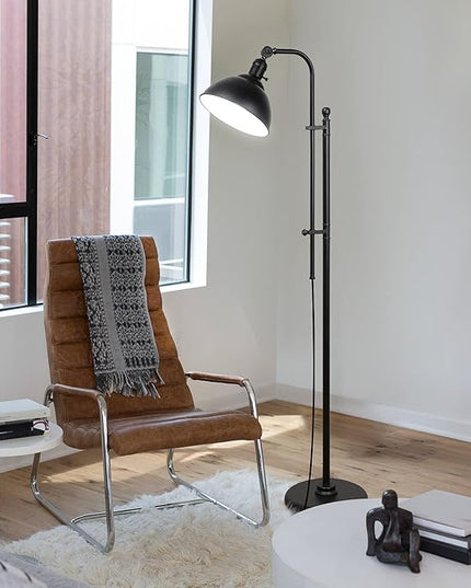 Industrial Floor Lamp, 3 Color Temperature Rustic Floor Lamps in Aged Bronze, Adjustable Height&Head Standing Reading Lamp Farmhouse Lamp - LeafyLoom