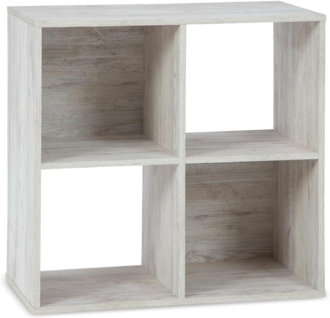 Signature Design by Ashley Paxberry Coastal 4 Cube Storage Organizer or Bookcase, Whitewash - LeafyLoom