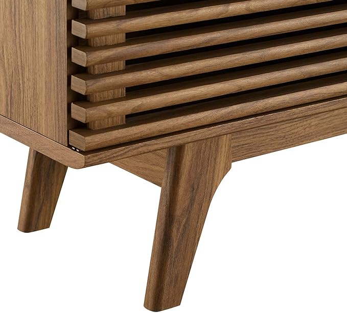 Modway Render 71" Mid-Century Modern Low Profile Media Console TV Stand, 71 Inch, Walnut - LeafyLoom