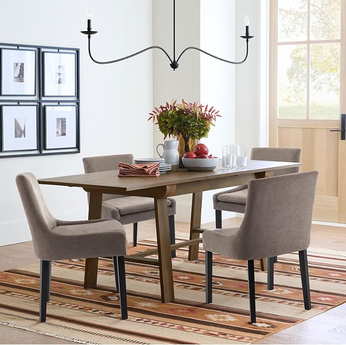 COLAMY Modern Dining Chairs Set of 4, Upholstered Corduroy Accent Side Leisure Chairs with Mid Back and Wood Legs for Living Room/Dining Room-Camel - LeafyLoom