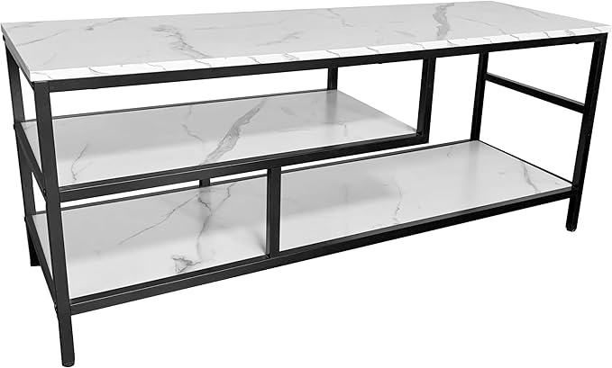 AT-VALY 3-Tier TV Stand Media Console Table with Open Shelving Storage for Living Room Bedroom 47inch for up to 55" TV - LeafyLoom