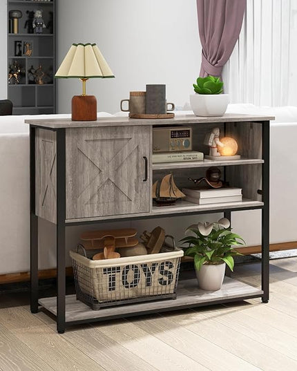 41" Console Table with Storage Cabinet, Sofa Table with Storage Shelves, Coffee Bar Table, Sofa Entryway Tables for Entry Way, Behind Couch Table for Living Room Hallway, Gery - LeafyLoom