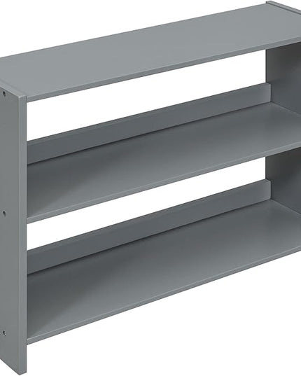 Twin Size Low loft Bed with Movable Shelves for Kids,Kids Low Loft Bed Frame with Guardrail Chalkboard and Storage,Solid Wood Loft Bed Twin for Boys,Girls(Gray) - LeafyLoom